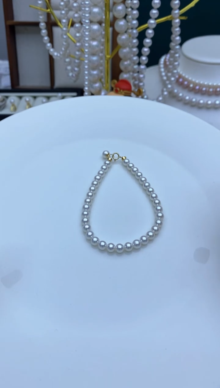 【闪购商品】淡水珍珠手链18K金镶嵌5