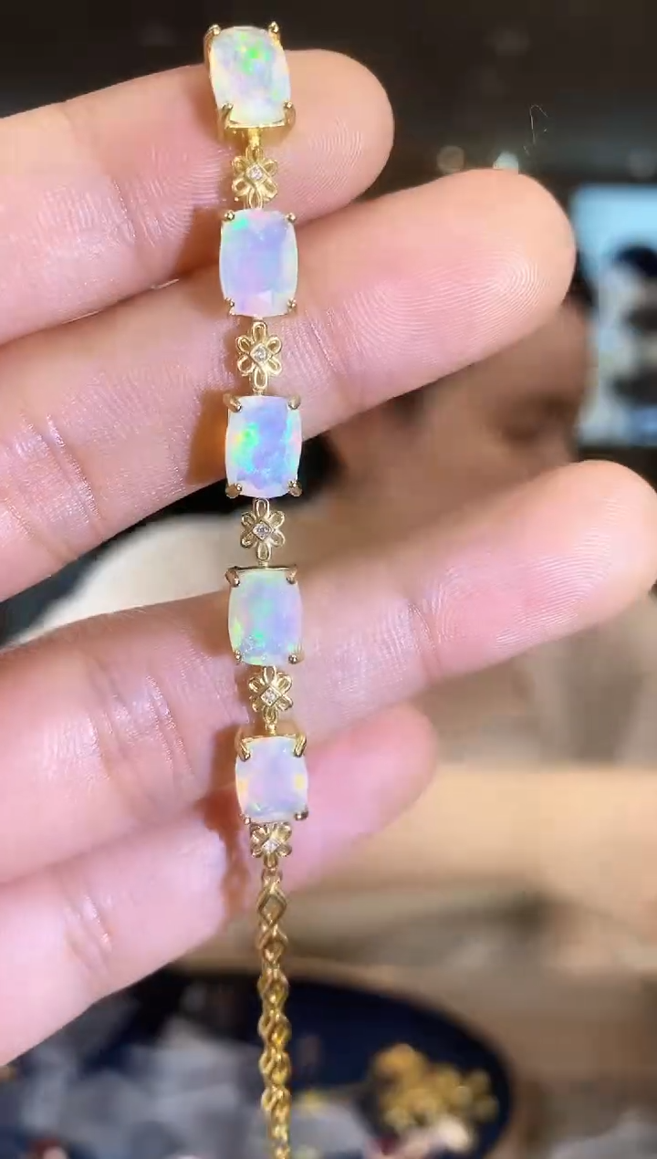 【闪购商品】欧泊手链银S925镶嵌05天然宝石