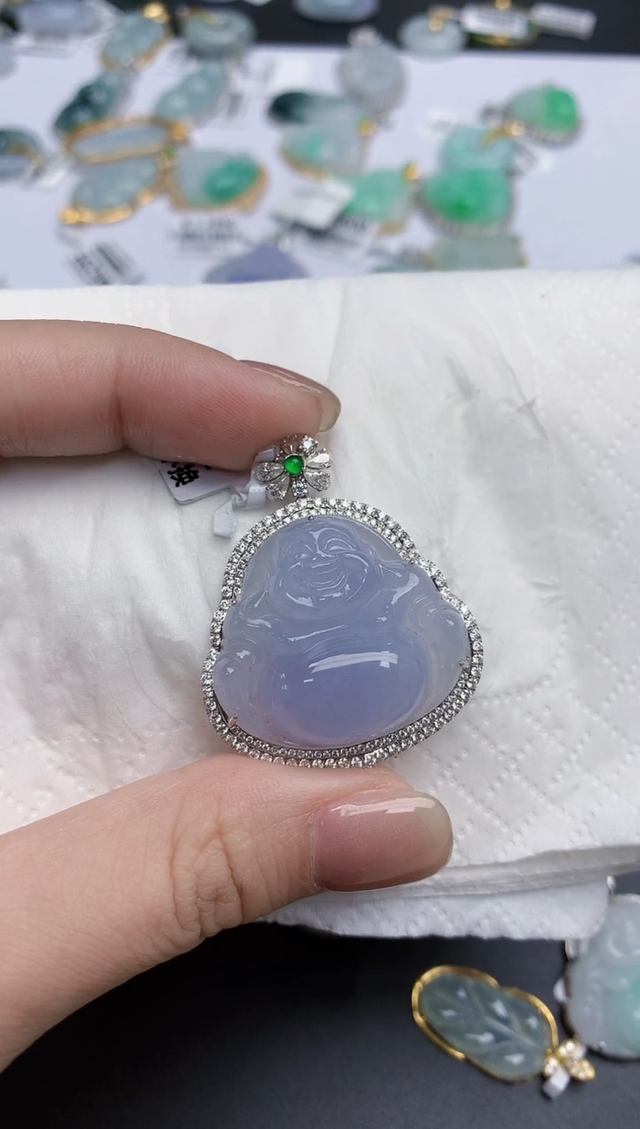 【闪购商品】翡翠颈饰18K金镶嵌天然缅甸翡翠A货