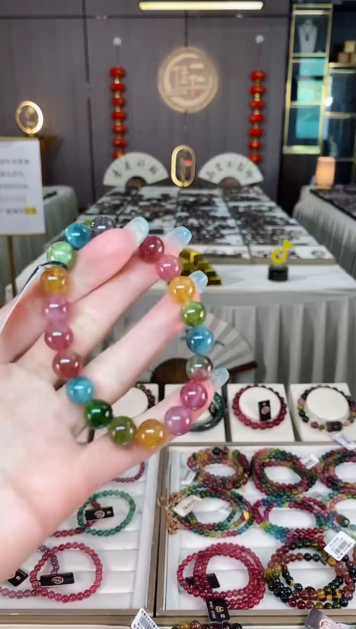 未镶嵌老矿碧玺彩虹单圈手串9mm+碧玺多样性发货一条mz