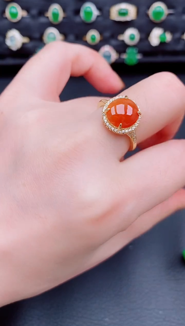 【闪购商品】翡翠戒指银S925镶嵌天然a货翡翠32