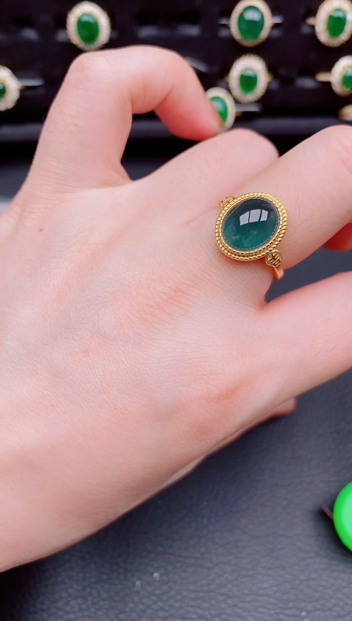 【闪购商品】翡翠戒指银S925镶嵌天然a货翡翠271