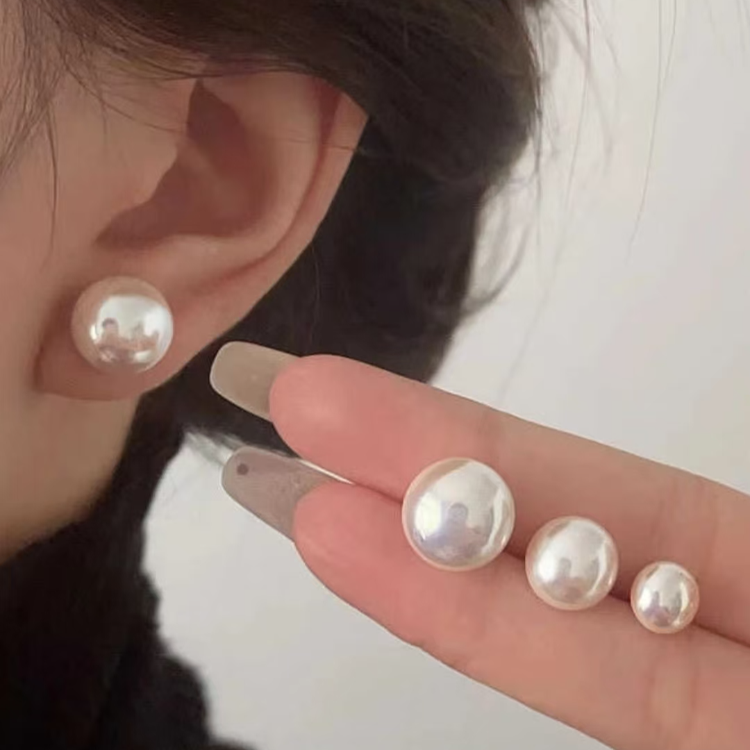 天然淡水极光耳钉
