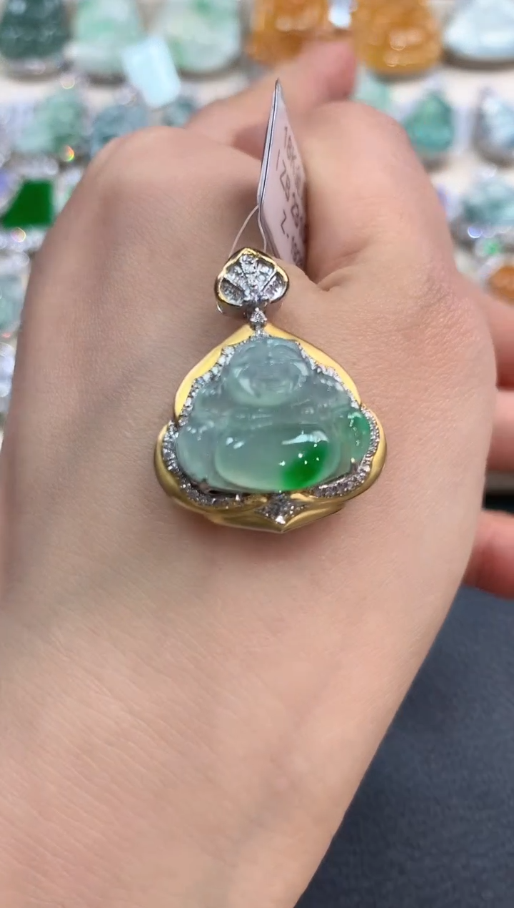 【闪购商品】翡翠吊坠(不含链)18K金镶嵌m10       