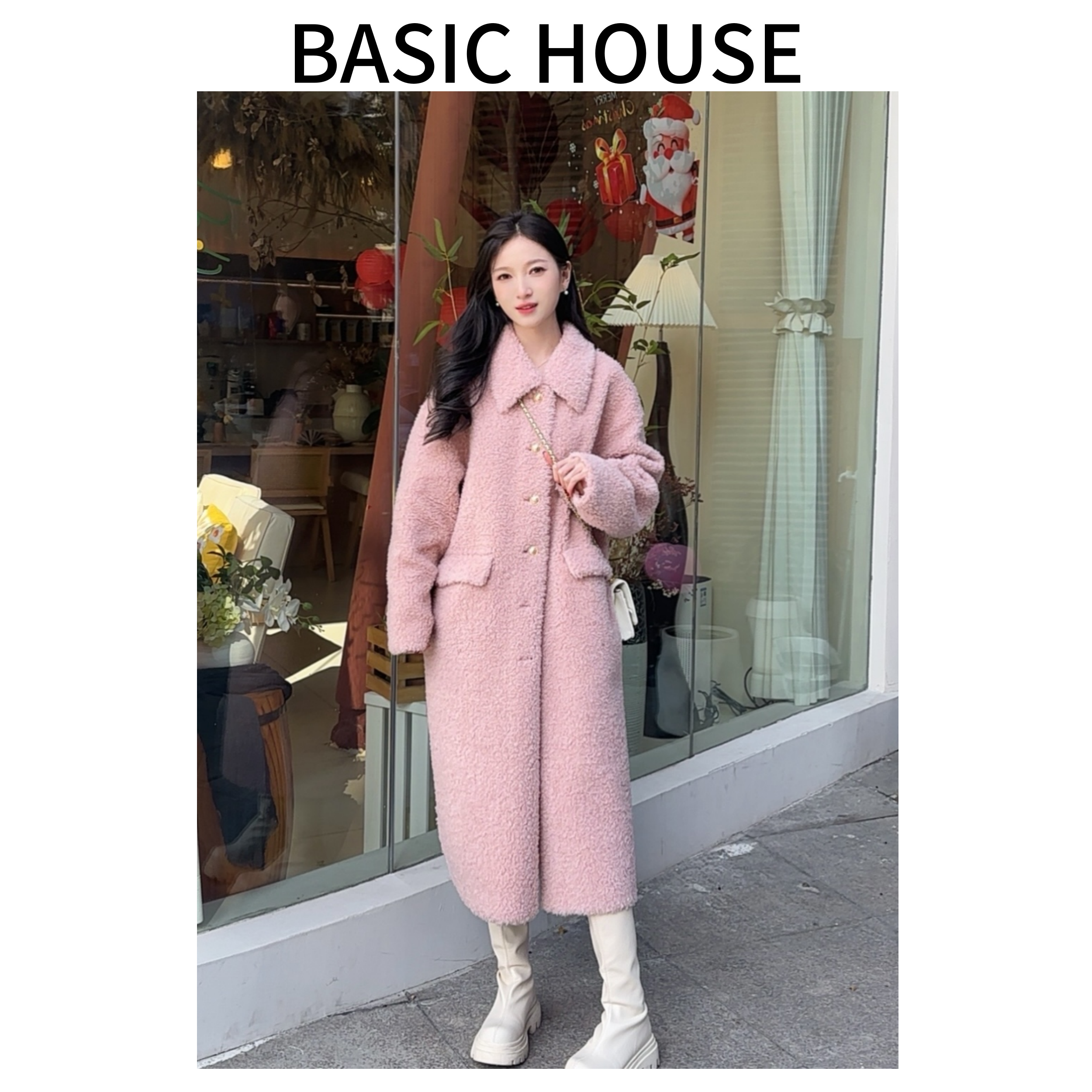 Basic House/百家好羊毛冬季新款外套百搭时尚高级长款大衣女W