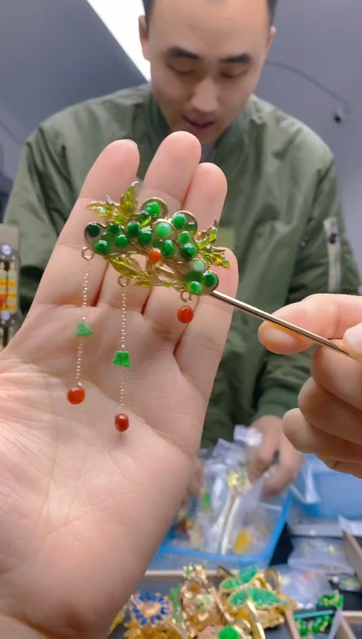 【闪购商品】翡翠耳饰合金132翡翠发簪