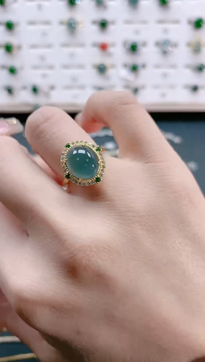 【闪购商品】翡翠戒指银S925镶嵌天然翡翠