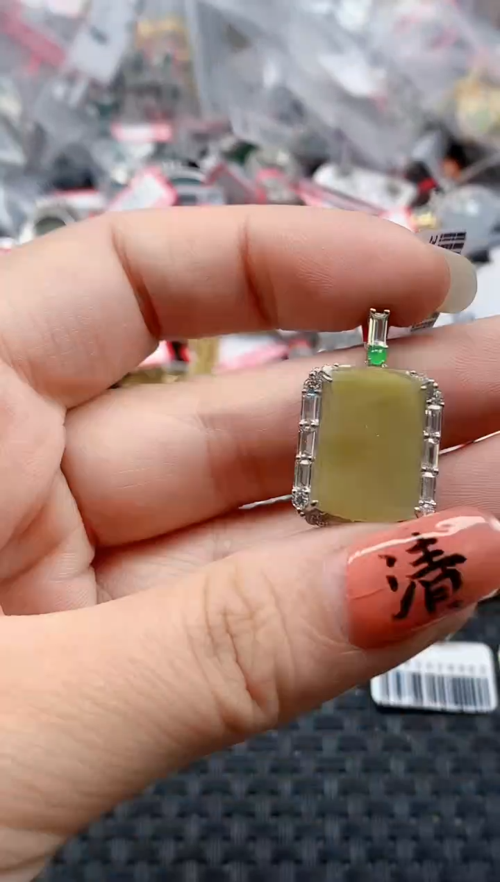 银S925镶嵌戒指翡翠天然A货缅甸翡翠