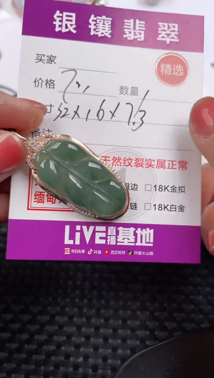 【闪购商品】翡翠颈饰银S925镶嵌吊坠