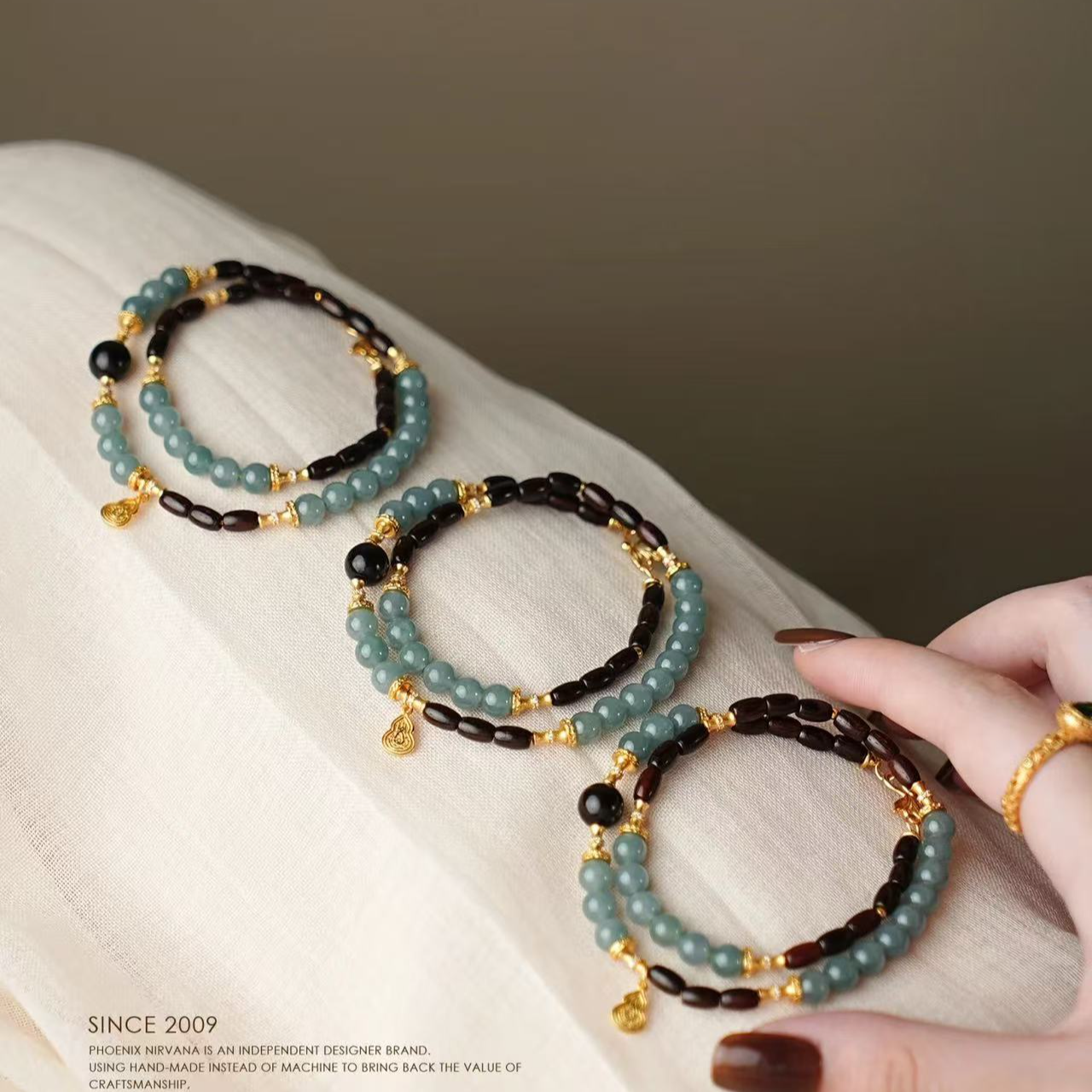 D1352-小叶紫檀双圈+葫芦配饰