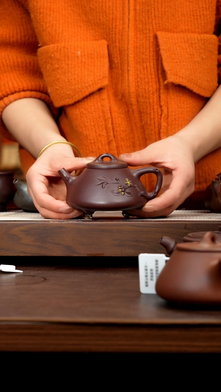 【闪购商品】紫砂茶壶紫泥泥绘子冶石瓢64号