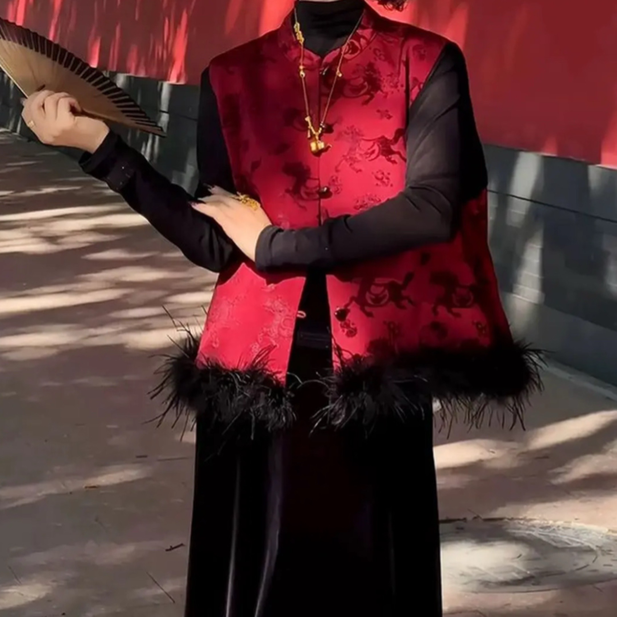 高端轻奢新款女装秋新中式国风圆领无袖宽松马甲F27