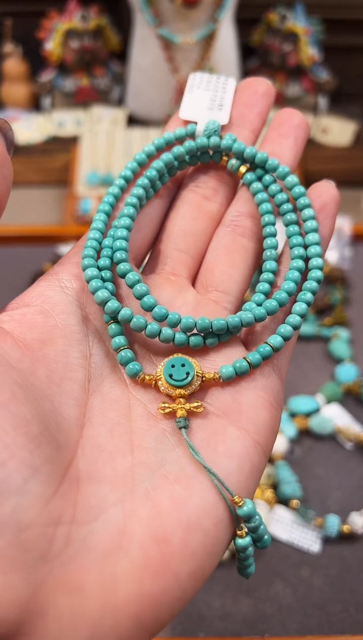 18K金镶嵌绿松石颈饰绿松石项链