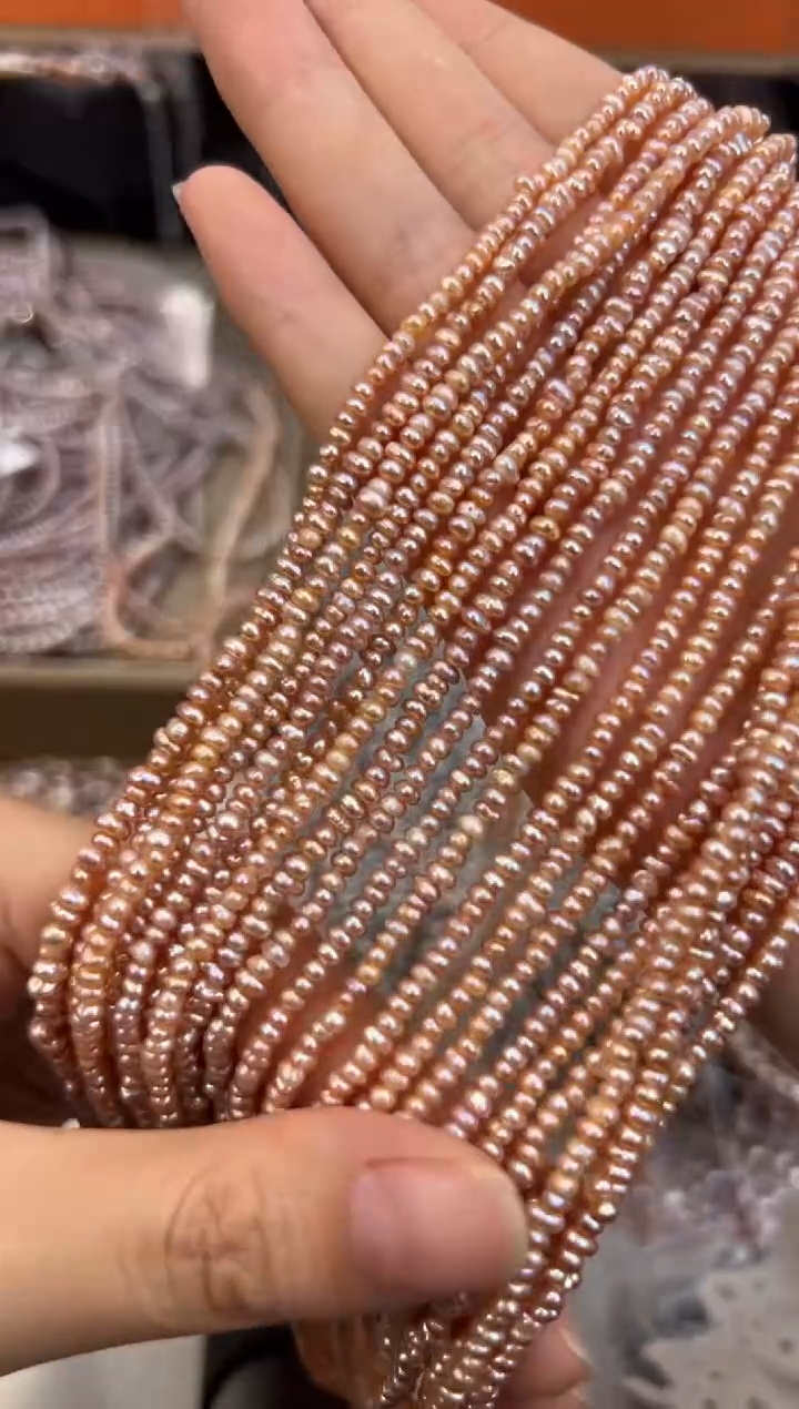 未镶嵌福利淡水珍珠粉橙色*无核珍珠项链（多样性发一）3/4mm