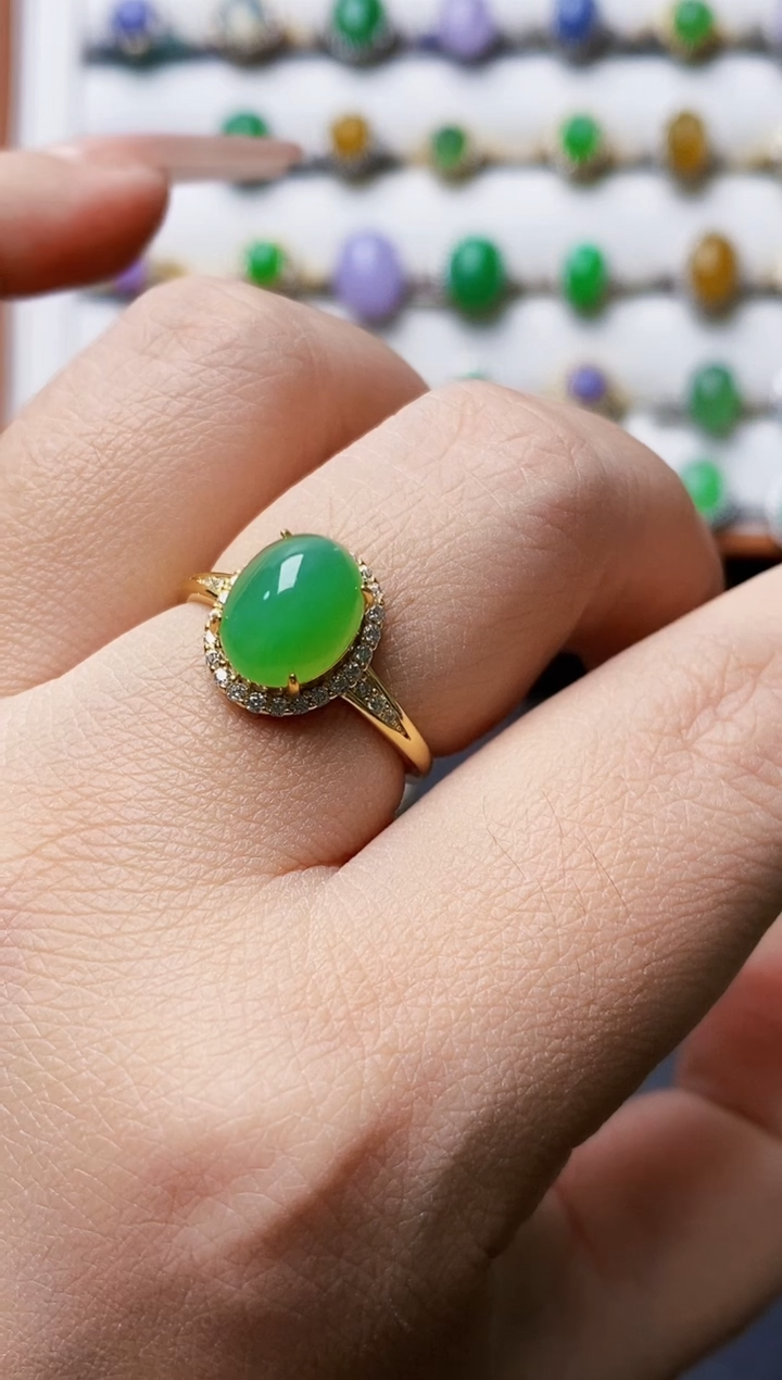 银S925镶嵌戒指翡翠5361