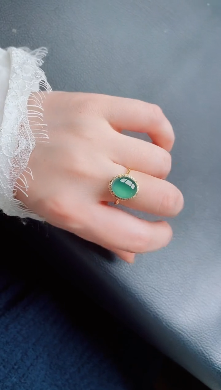 【闪购商品】翡翠戒指银S925镶嵌天然a货翡翠79