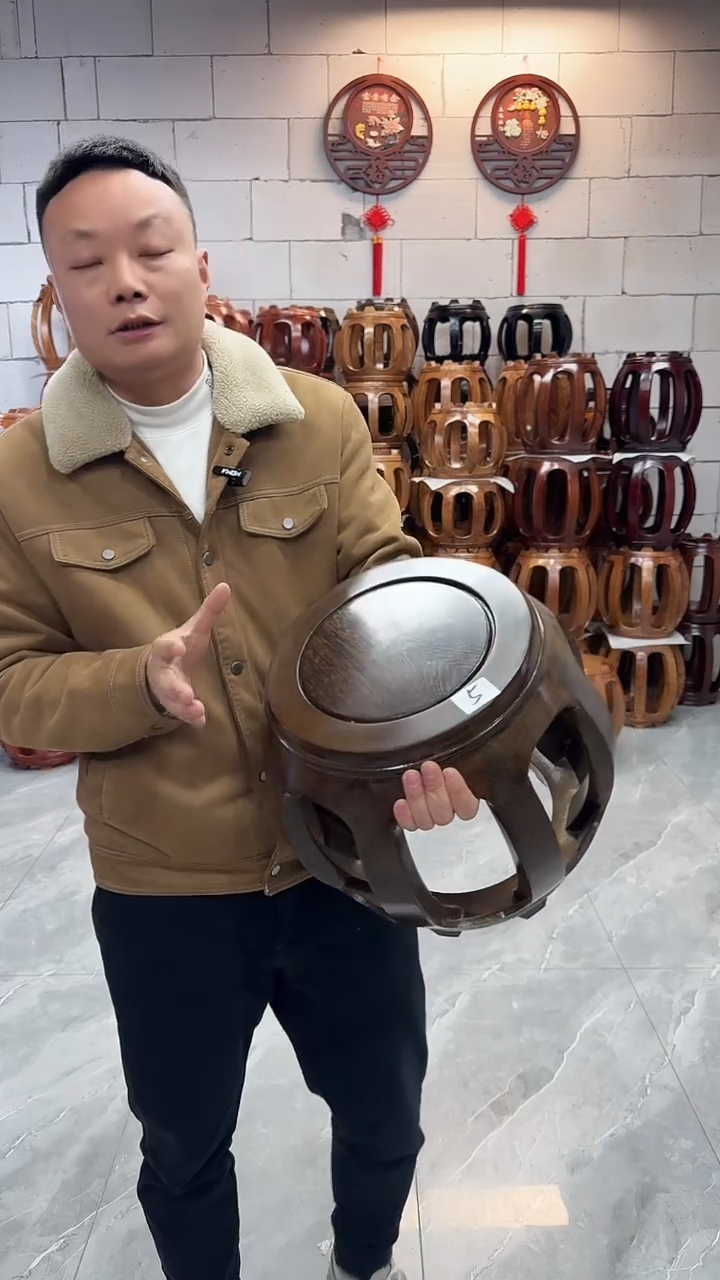 【闪购商品】鸡翅木类凳子【微瑕】鸡翅木小号单个鼓凳5号