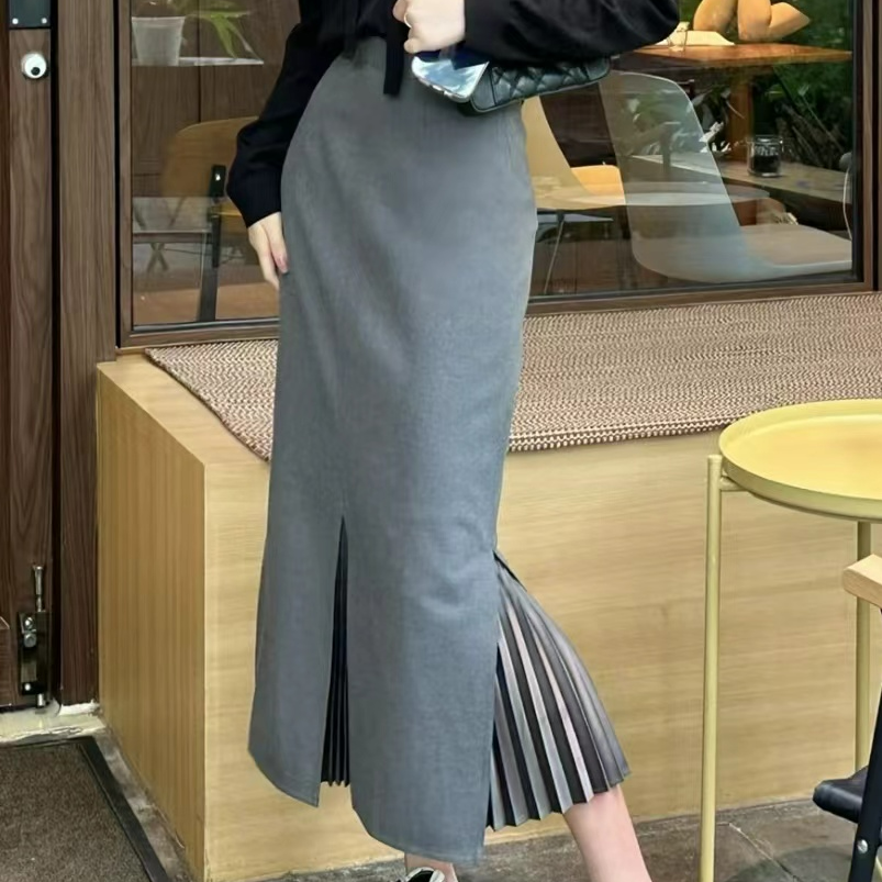 GIRDEAR/哥弟【灰色烟雨】高腰显瘦鱼尾半身裙1200232-4227331-001