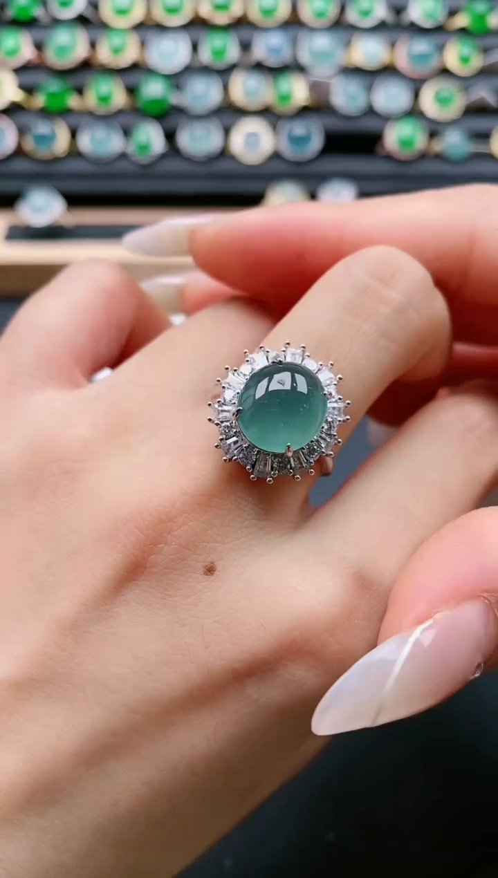 【闪购商品】翡翠戒指银S925镶嵌111111