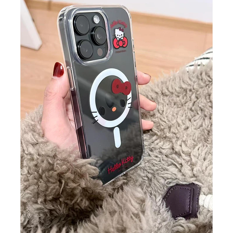 BANCA大脸Kitty适用苹果16promax15/14手机壳13/12大孔透明磁吸壳