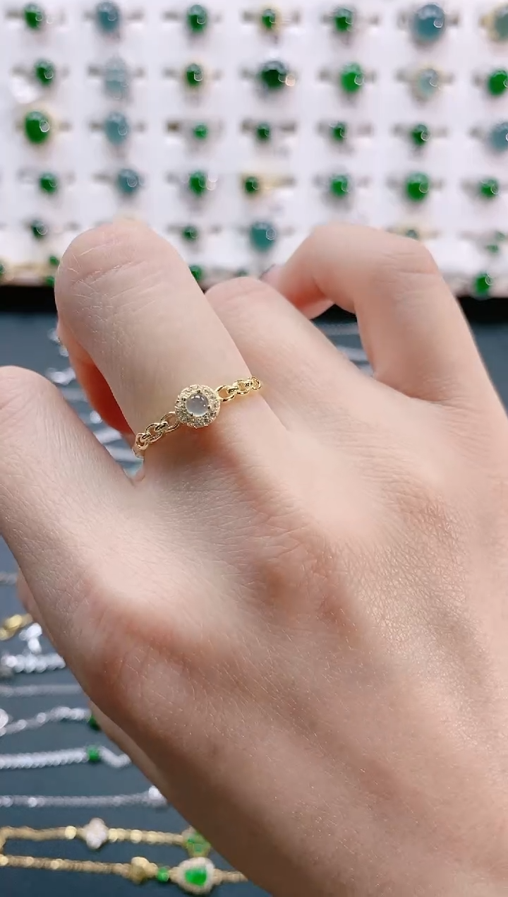 【闪购商品】翡翠戒指银S925镶嵌天然翡翠