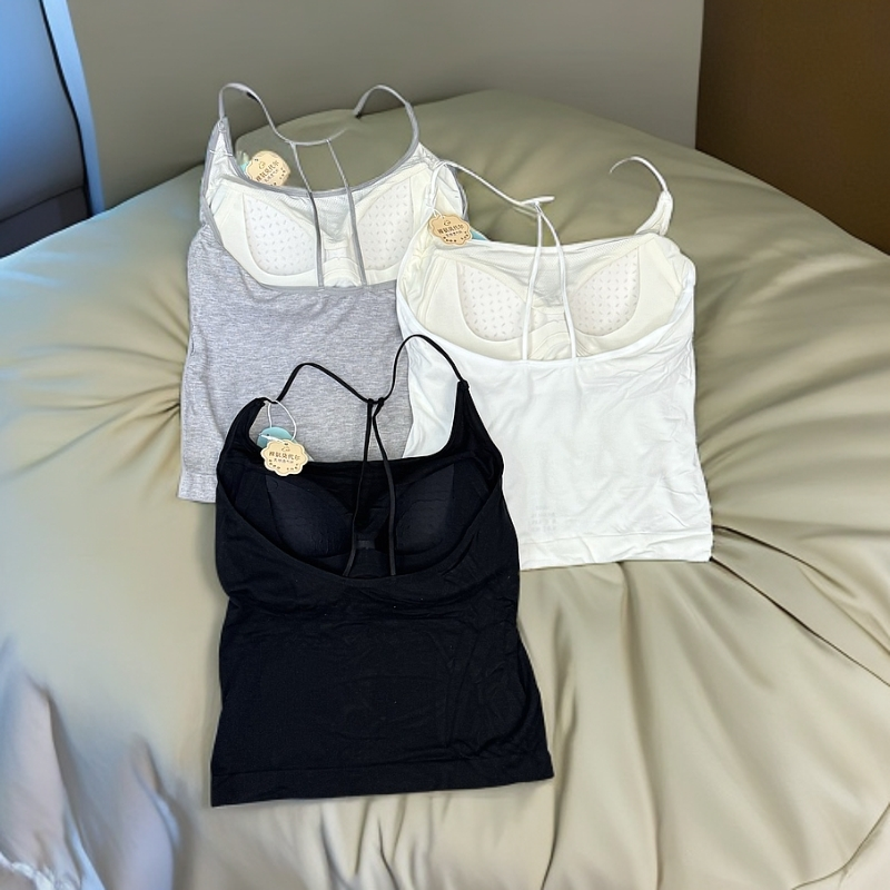 丁字形漏后背莫代尔乳胶垫背心性感内衣内搭打底吊带美背29237