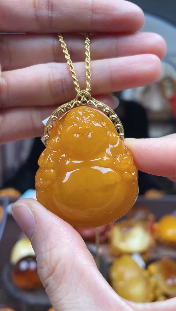 【闪购商品】琥珀裸石18K金镶嵌首饰 假1赔4 （多样性发货1件