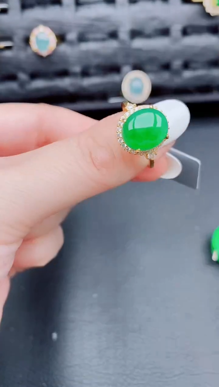 【闪购商品】翡翠戒指银S925镶嵌天然a货翡翠139