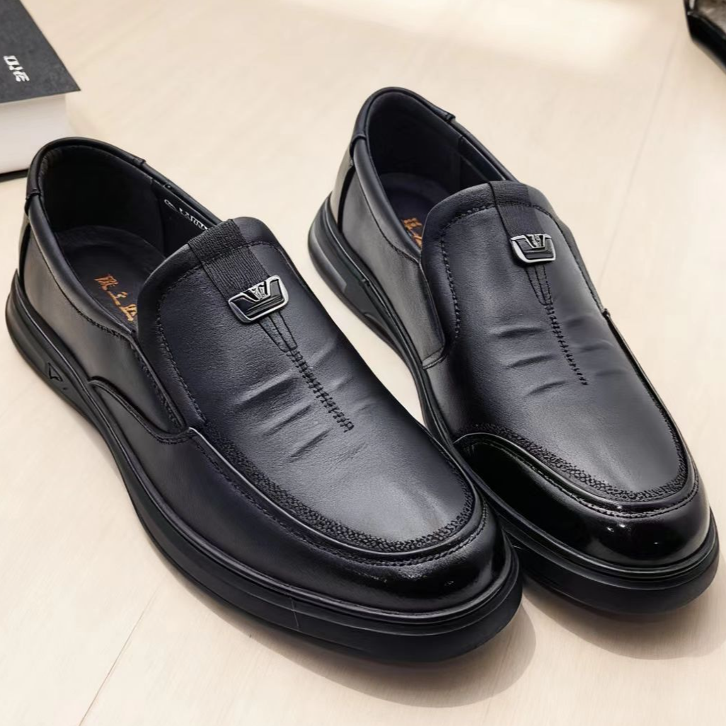 2025新款男士商务休闲皮鞋真皮防滑轻便百搭鞋软皮软底男鞋662027