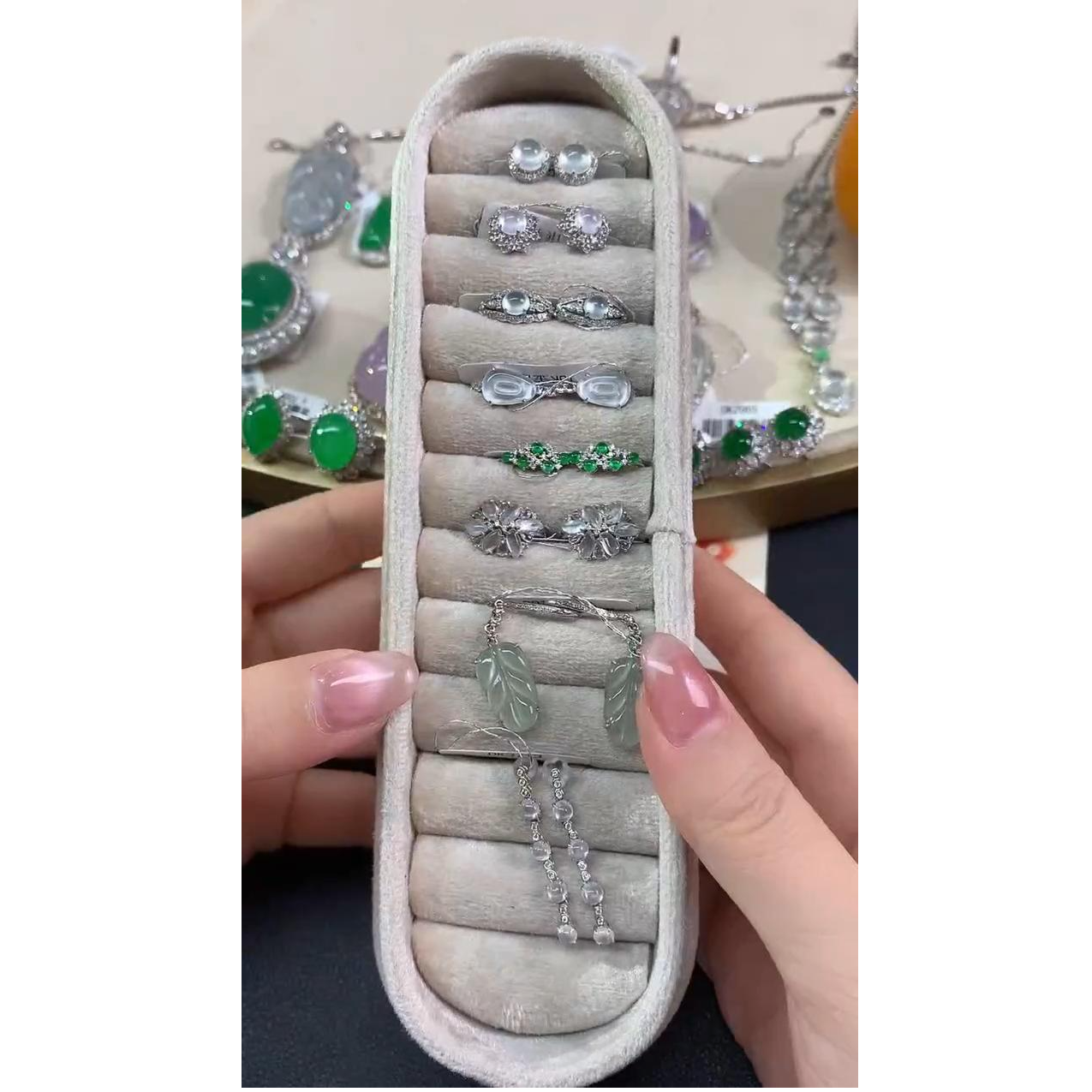 【彩虹盘】翡翠耳饰-18K金镶嵌-多样性发一件-LJ013|CXQ21