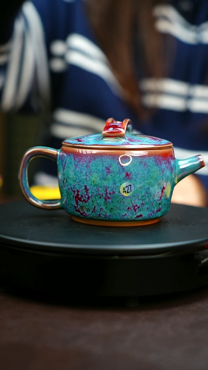 427#原矿钧瓷炉钧釉汉瓦壶