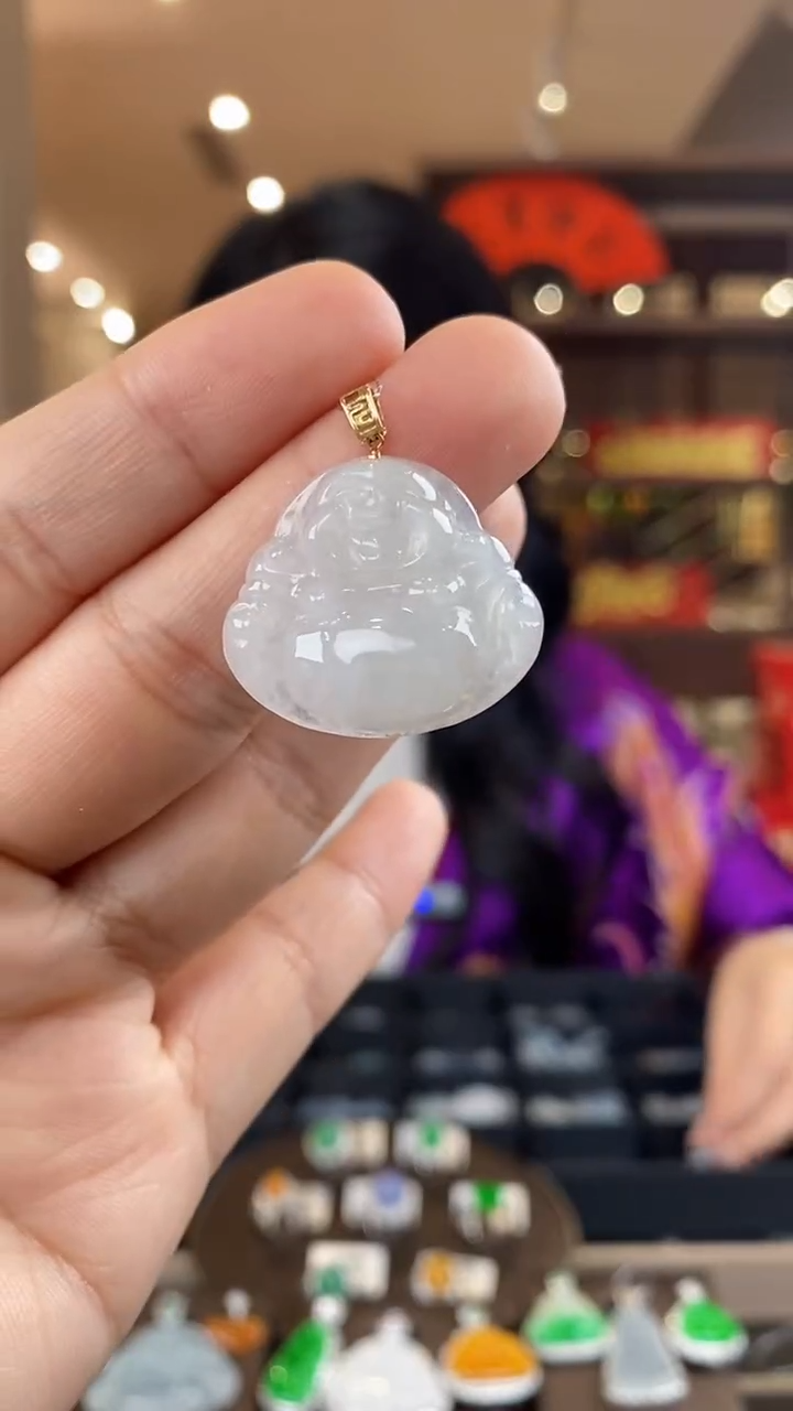 【闪购商品】翡翠吊坠(不含链)18K金镶嵌翡翠佛公