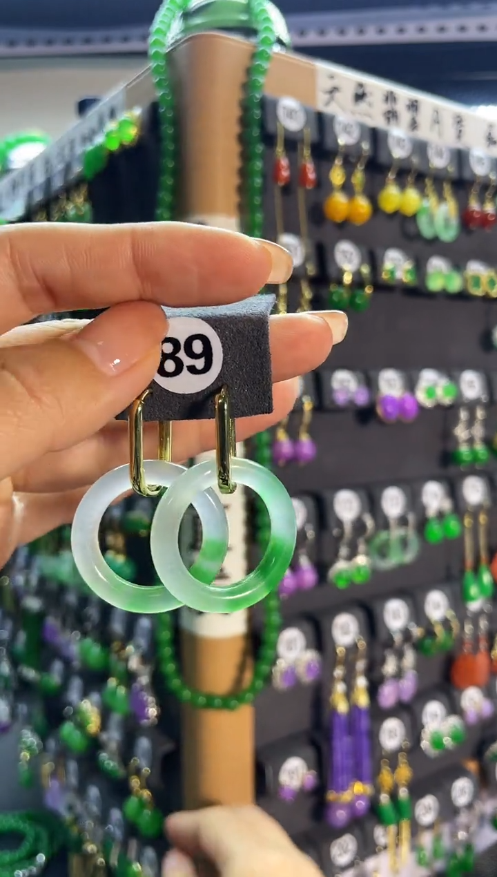 【闪购商品】翡翠耳饰银S925镶嵌89..