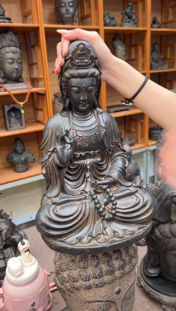 陶土【合成青石】自渡观音