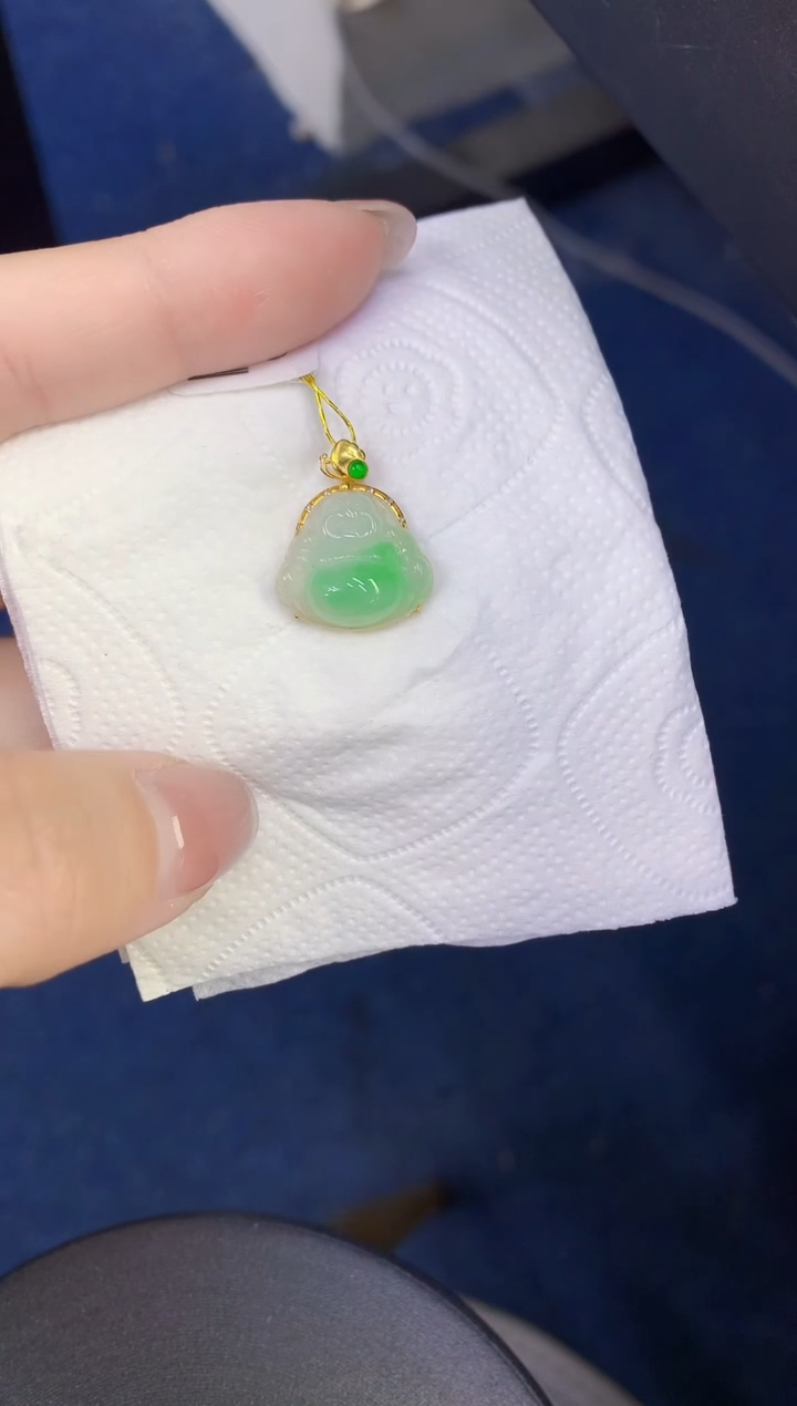 颈饰18K金镶嵌翡翠缅甸天然翡翠A货248