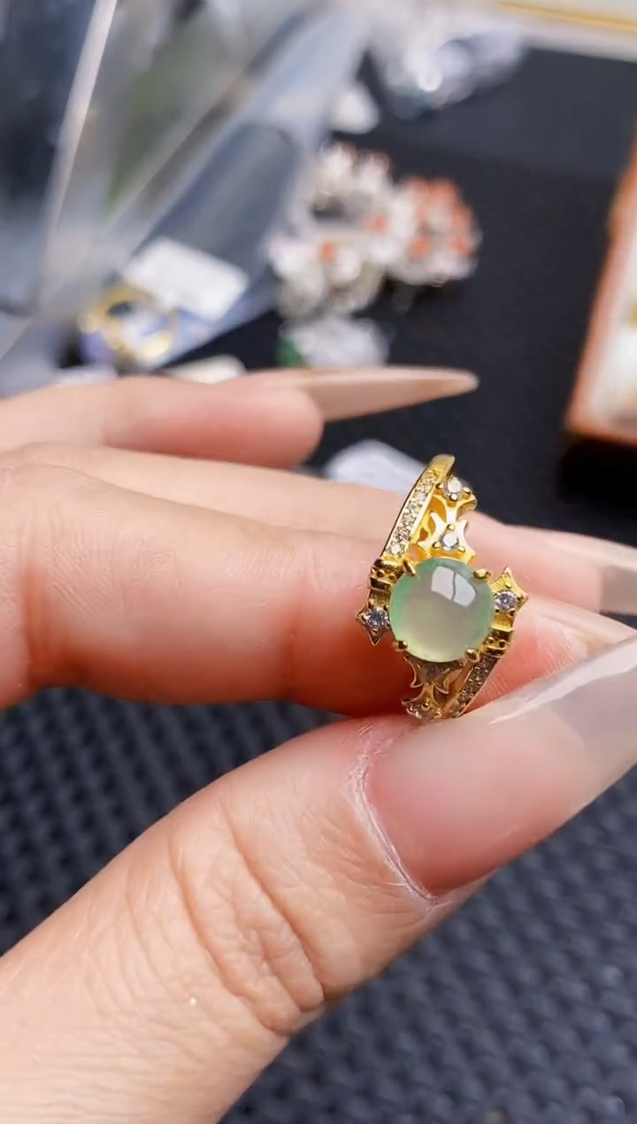 银S925镶嵌戒指翡翠2325