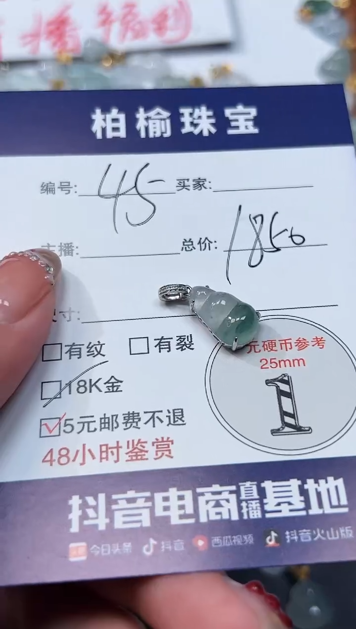 【闪购商品】翡翠颈饰18K金镶嵌45豆子