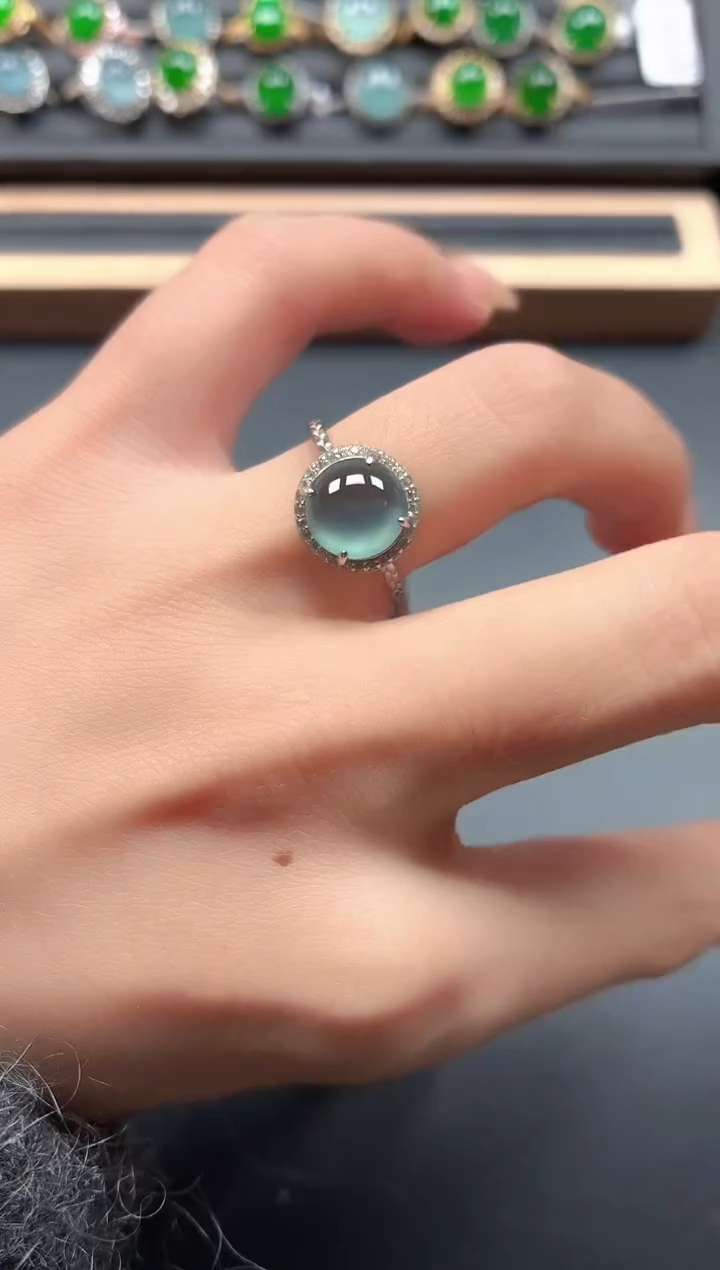 银S925镶嵌戒指翡翠1