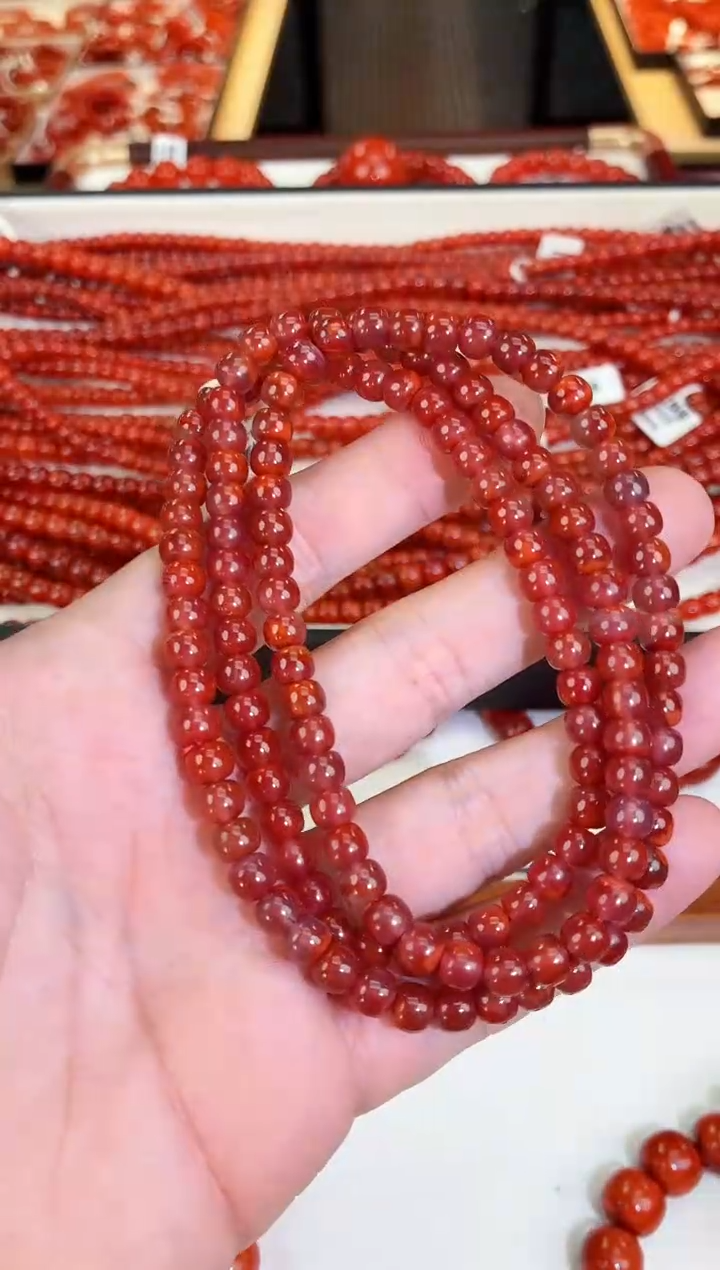 南红玛瑙瓦西老型多圈6+未镶嵌一个/条