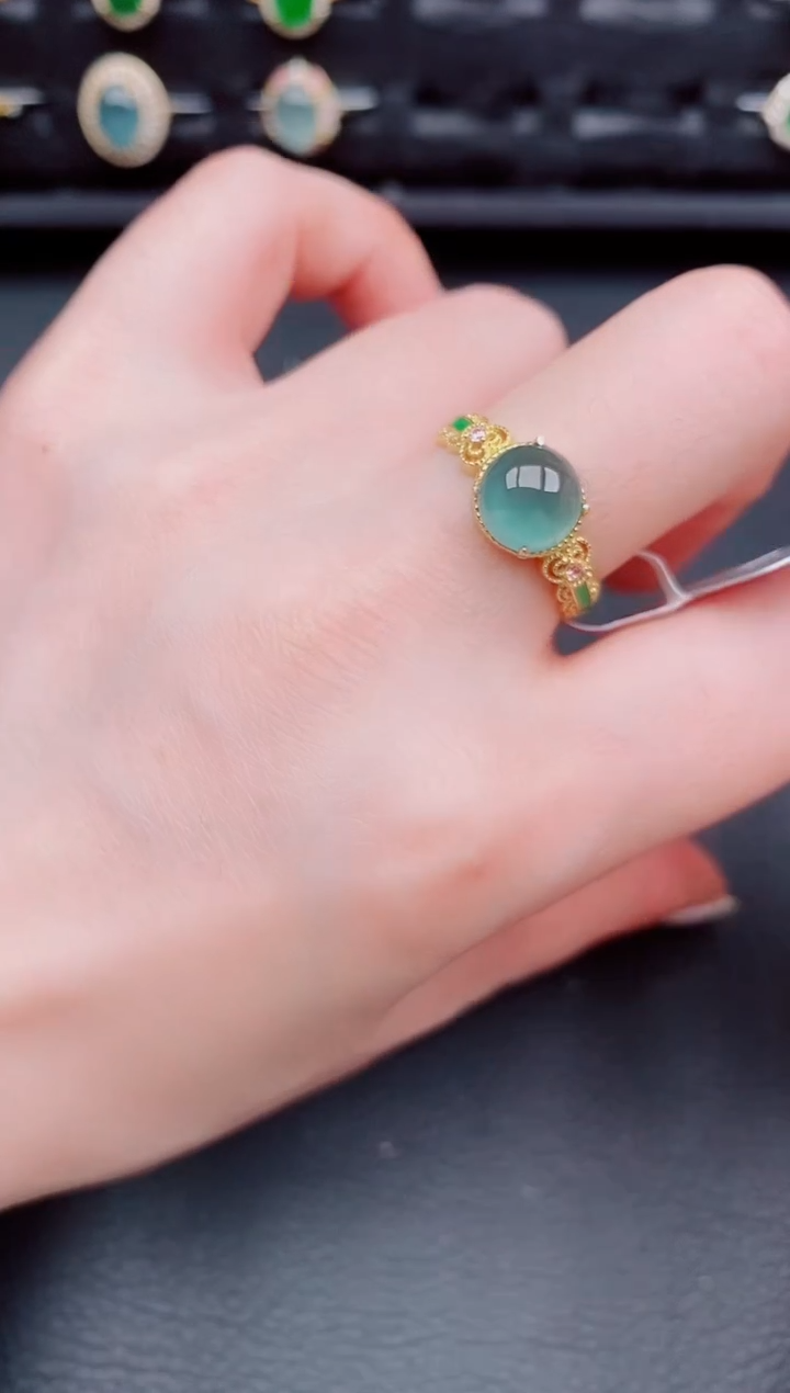 【闪购商品】翡翠戒指银S925镶嵌天然a货翡翠188