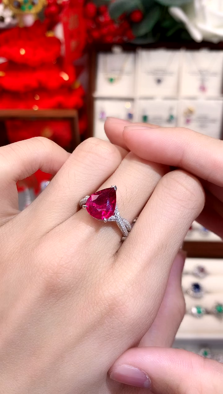 【闪购商品】碧玺戒指18K金镶嵌3.52ct/天然宝石/七天无理由