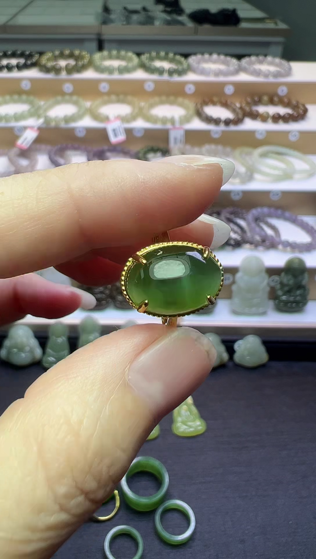 银S925镶嵌戒指和田玉226号链接