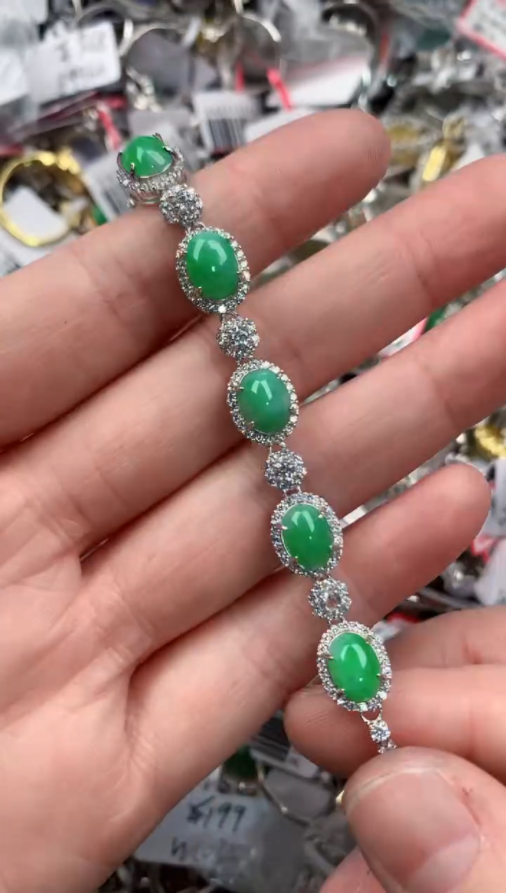 银S925镶嵌戒指翡翠555      5