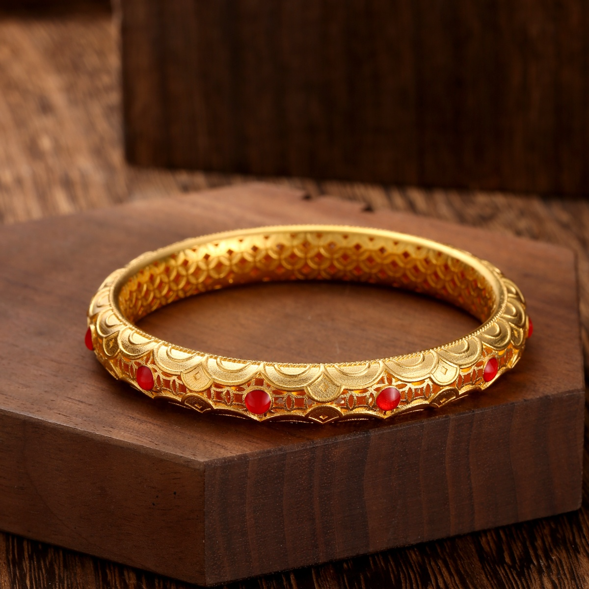 足银手镯 古法精工复古经典珐琅彩花丝钱币手镯配饰首饰小众气质 