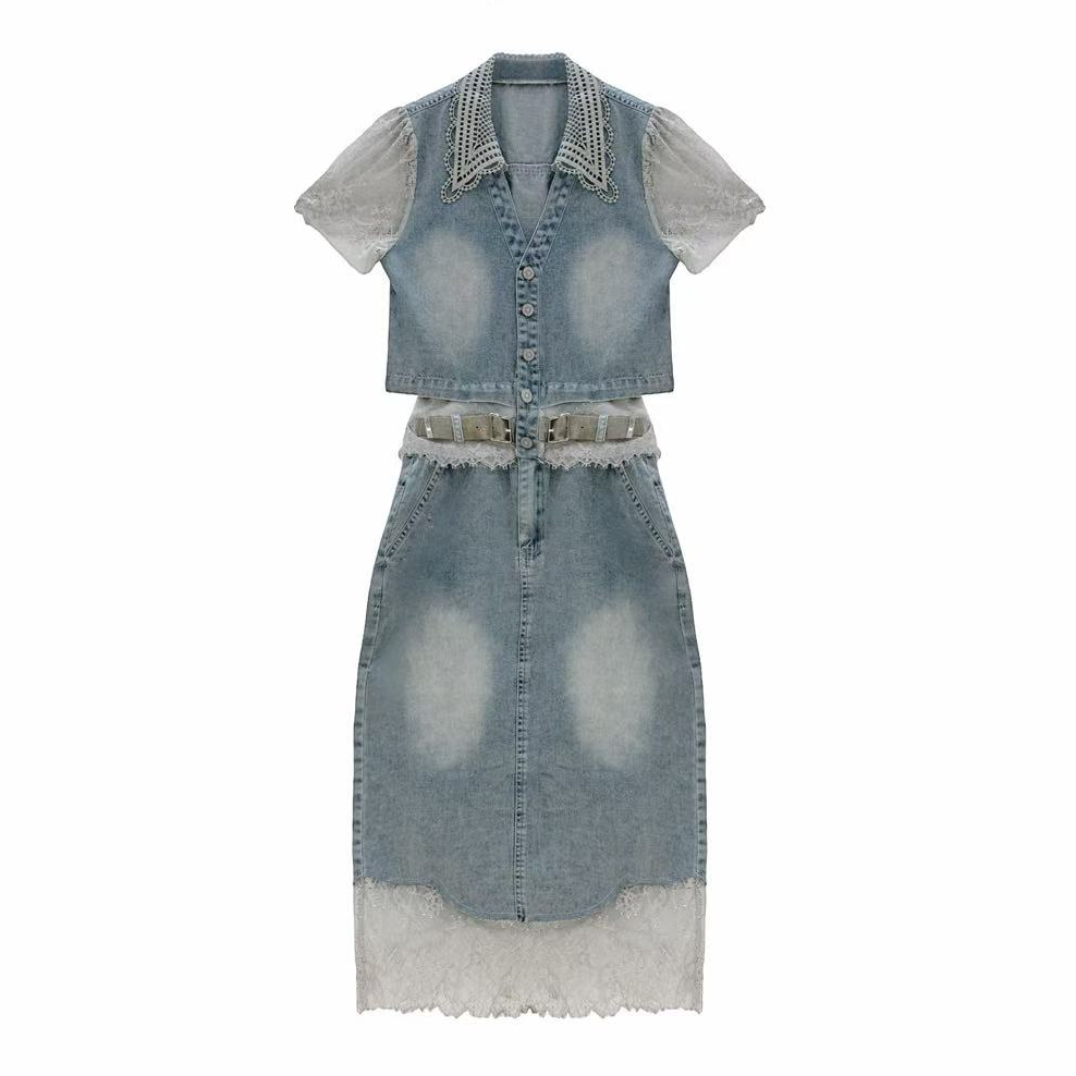 【错落有致】2025春夏新款时尚设计师休闲牛仔连衣裙L4330