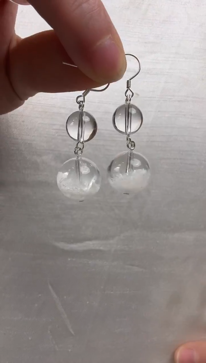 银S925镶嵌耳环水晶天然