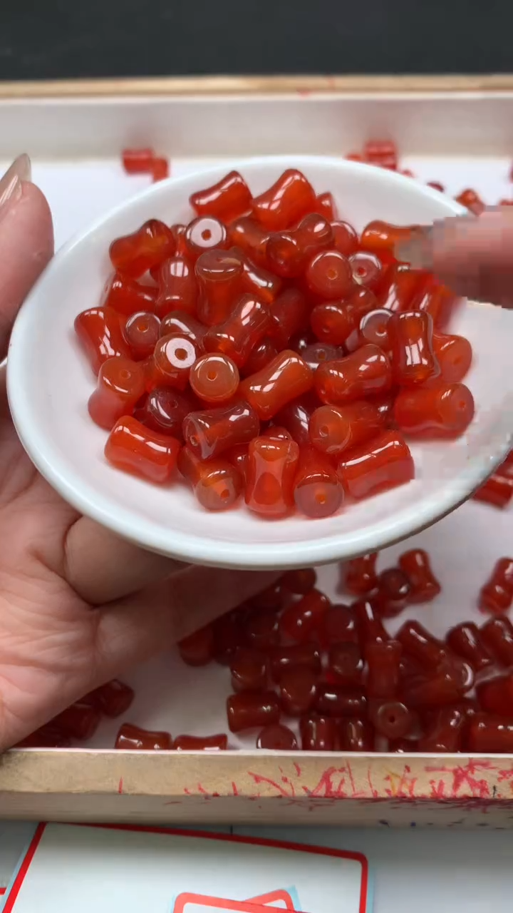 未镶嵌散珠南红玛瑙A2092 南红 胖竹节8*12mm10个9.9元