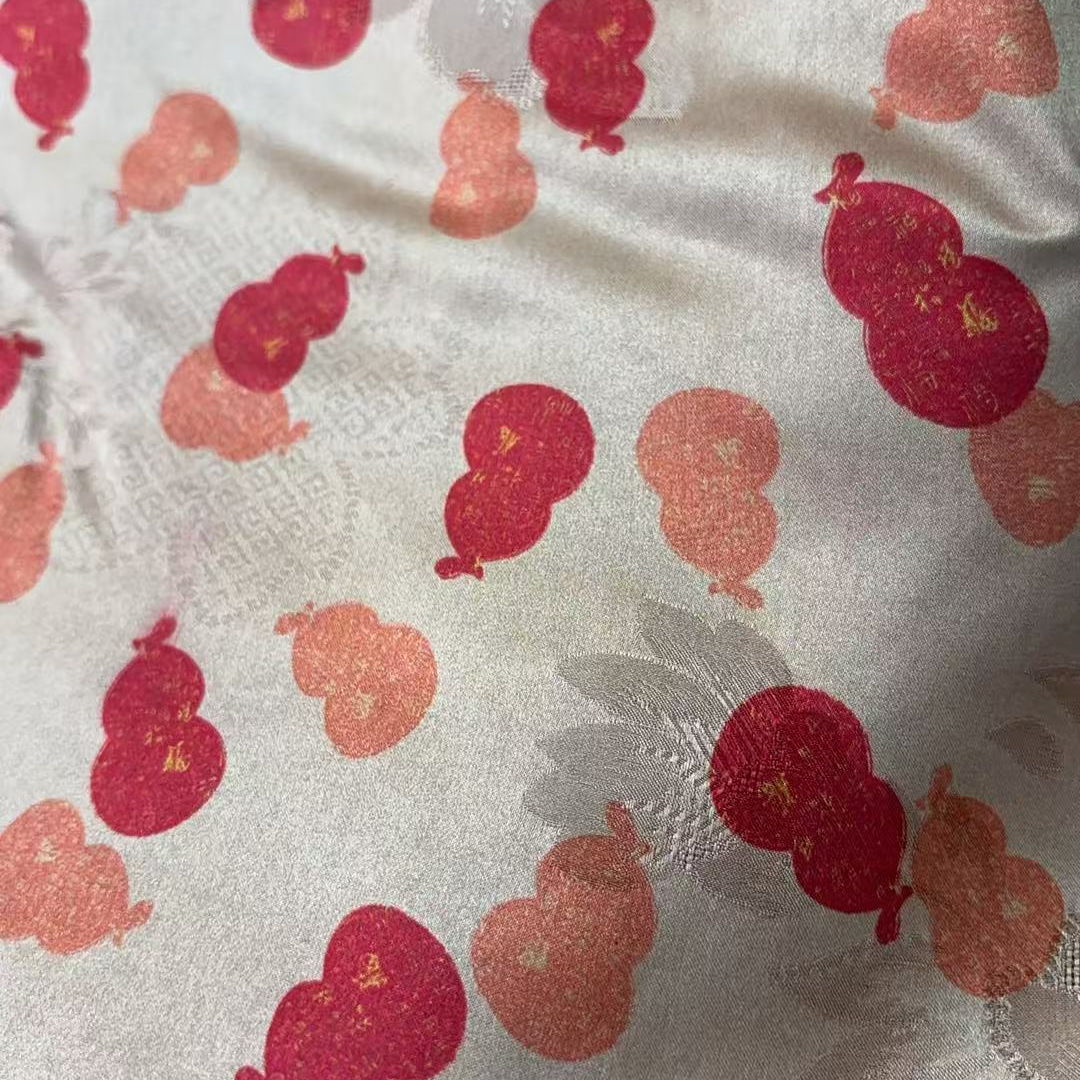 （喜物红云纱）16/ 高品质红云纱印花面料 （100%桑蚕丝）