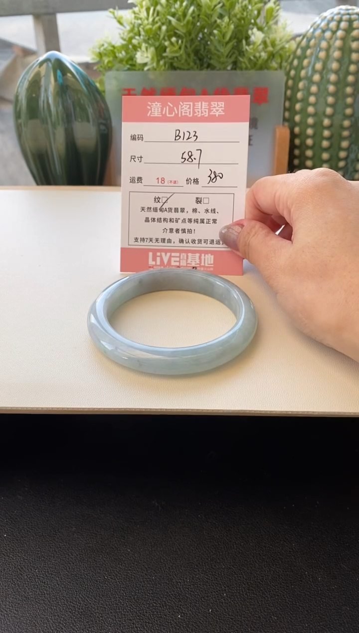 未镶嵌手镯翡翠圈口58.7编码B123