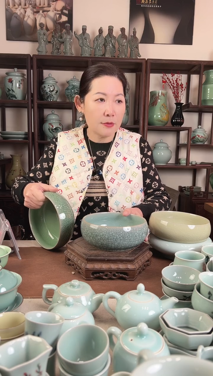 青瓷  哥窑 粉青 水洗